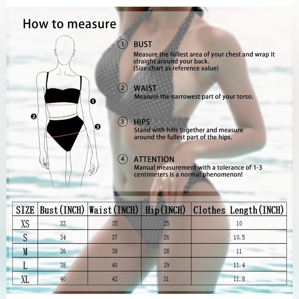 🚨SOLD!!🚨Mid Rise Bikini Halter Neck V Tie Push Up Front Classic Polka Dot Size L - Picture 7 of 7